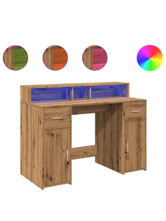 Psací stůl s led dub artisan 120 x 55 x 91 cm kompozitní dřevo