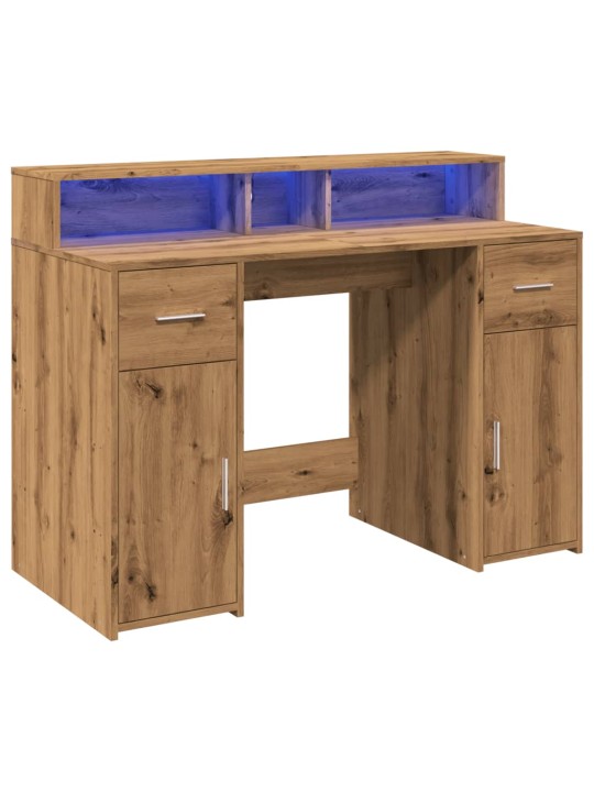Psací stůl s led dub artisan 120 x 55 x 91 cm kompozitní dřevo