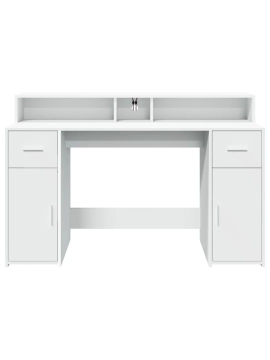 Psací stůl s LED světly bílý 140 x 55 x 91 cm kompozitní dřevo