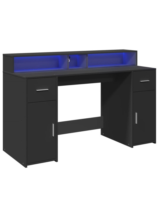 Psací stůl s led světly černý 140 x 55 x 91 cm kompozitní dřevo