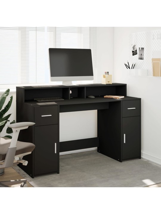 Psací stůl s led světly černý 140 x 55 x 91 cm kompozitní dřevo
