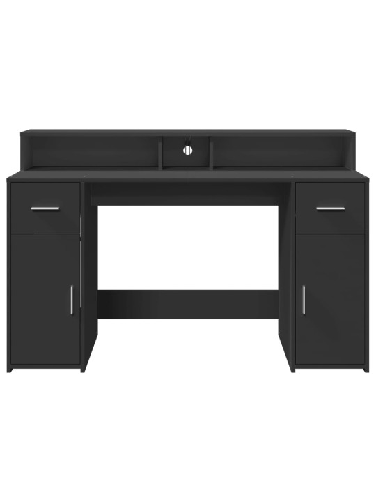 Psací stůl s led světly černý 140 x 55 x 91 cm kompozitní dřevo