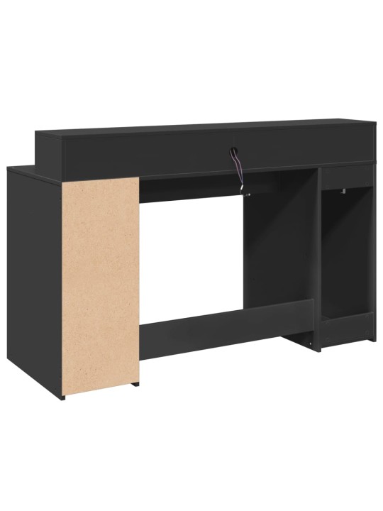 Psací stůl s led světly černý 140 x 55 x 91 cm kompozitní dřevo