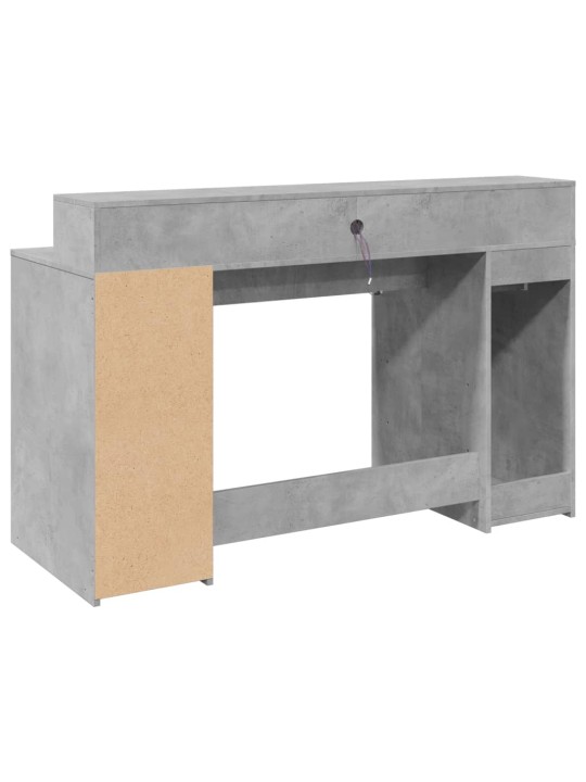 Psací stůl s LED betonově šedý 140x55x91 cm kompozitní dřevo