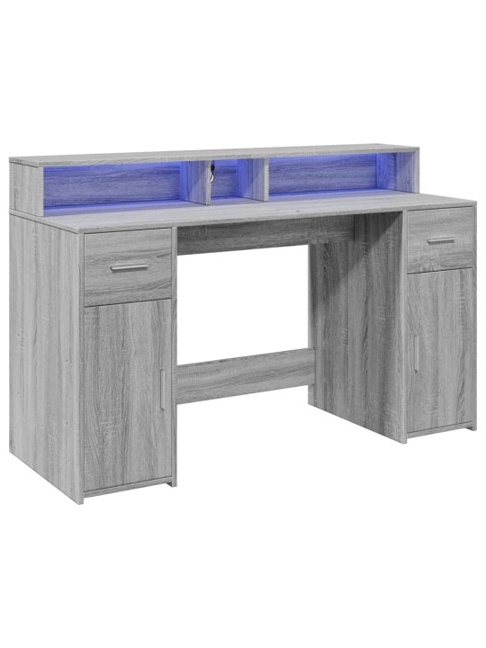 Psací stůl s led šedý sonoma 140 x 55 x 91 cm kompozitní dřevo