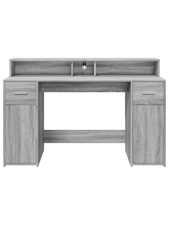 Psací stůl s led šedý sonoma 140 x 55 x 91 cm kompozitní dřevo