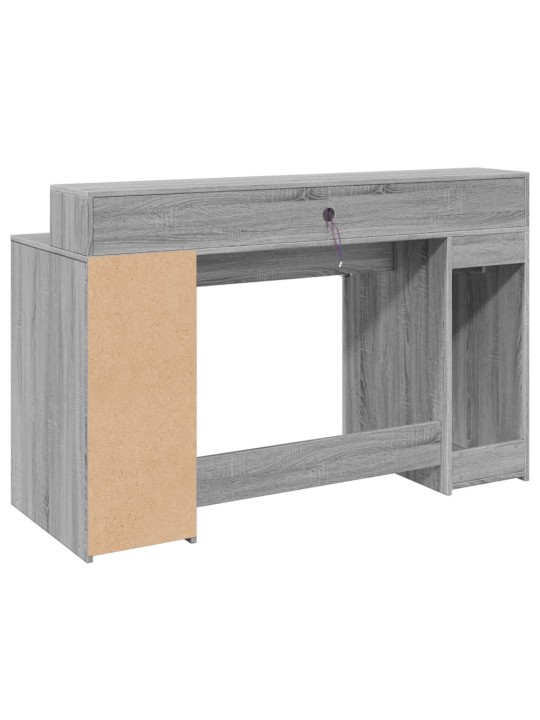 Psací stůl s led šedý sonoma 140 x 55 x 91 cm kompozitní dřevo