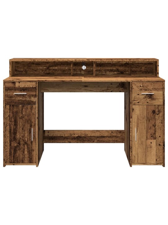 Psací stůl s led světly old wood 140x55x91 cm kompozitní dřevo