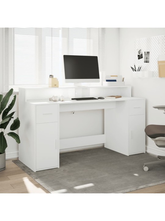 Psací stůl s LED světly bílý 160 x 55 x 91 cm kompozitní dřevo