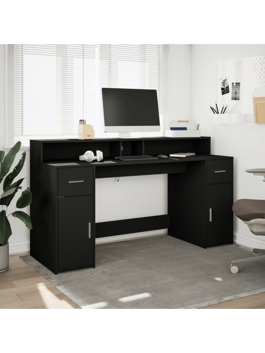 Psací stůl s LED světly černý 160 x 55 x 91 cm kompozitní dřevo