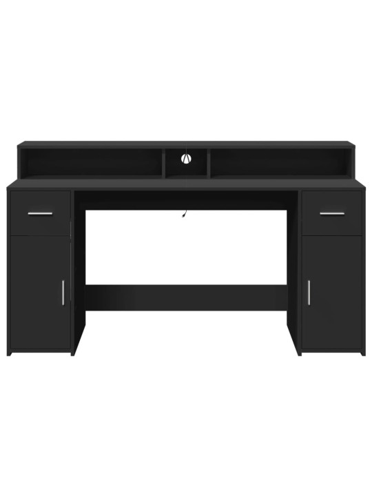 Psací stůl s LED světly černý 160 x 55 x 91 cm kompozitní dřevo