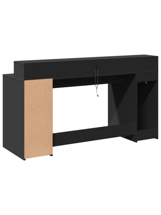 Psací stůl s LED světly černý 160 x 55 x 91 cm kompozitní dřevo
