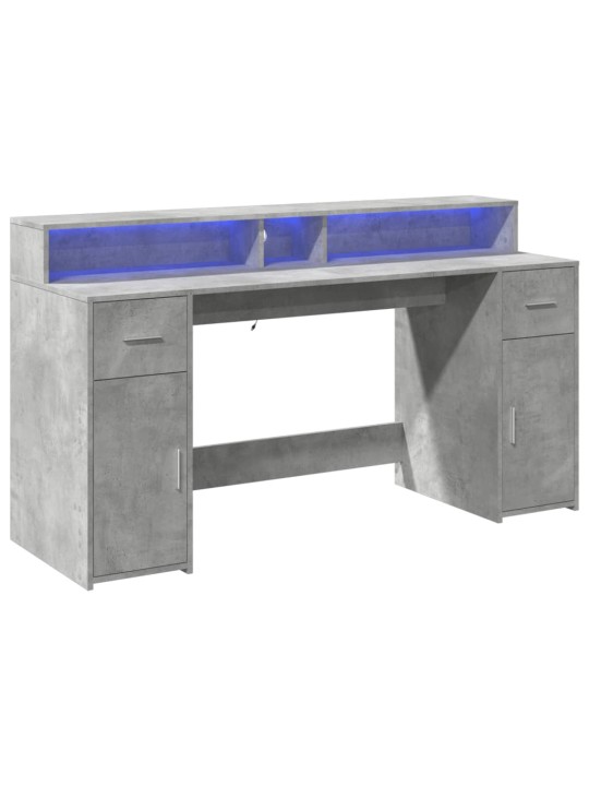 Psací stůl s LED betonově šedý 160x55x91 cm kompozitní dřevo