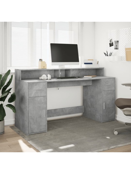Psací stůl s LED betonově šedý 160x55x91 cm kompozitní dřevo