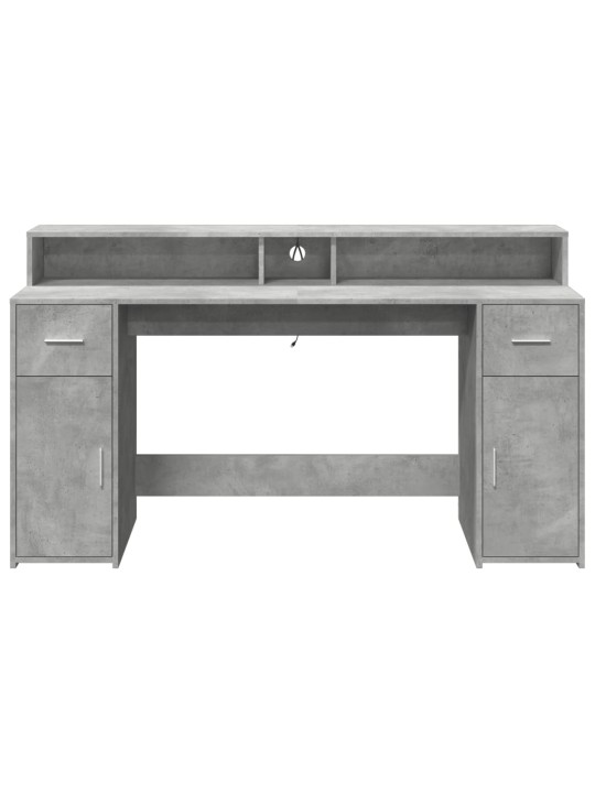 Psací stůl s LED betonově šedý 160x55x91 cm kompozitní dřevo