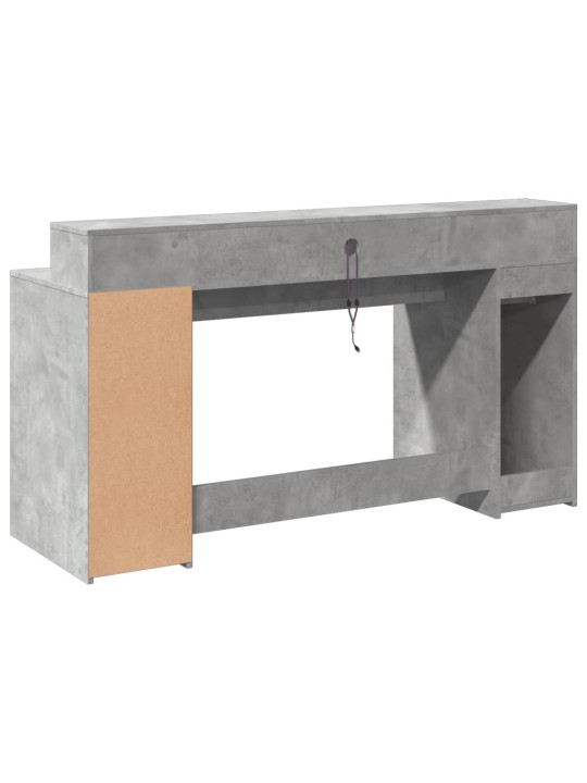 Psací stůl s LED betonově šedý 160x55x91 cm kompozitní dřevo