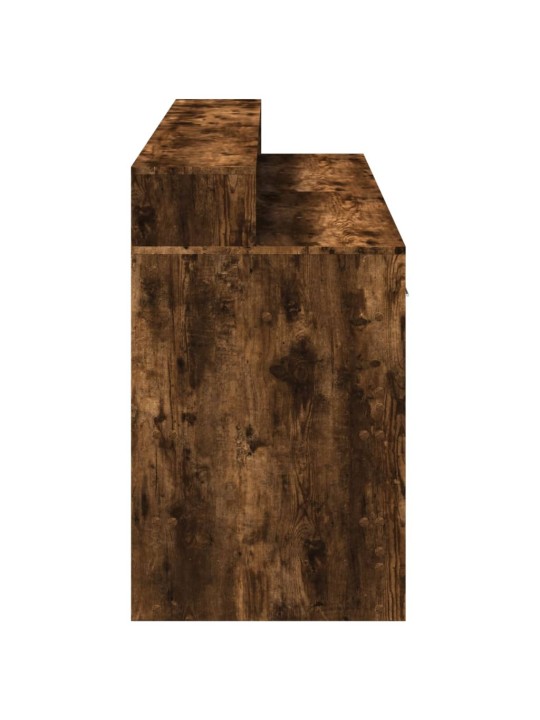 Psací stůl s led kouřový dub 160 x 55 x 91 cm kompozitní dřevo