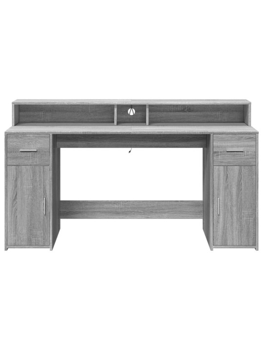 Psací stůl s led šedý sonoma 160 x 55 x 91 cm kompozitní dřevo