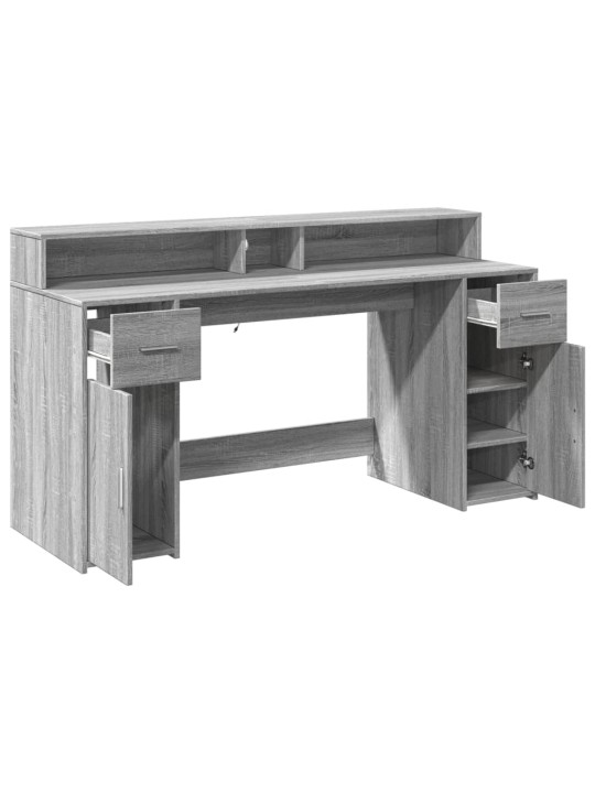 Psací stůl s led šedý sonoma 160 x 55 x 91 cm kompozitní dřevo