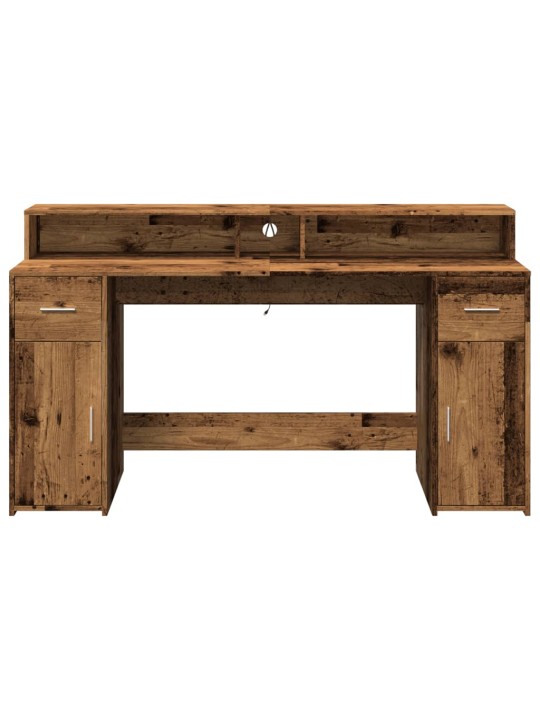 Psací stůl s led světly old wood 160x55x91 cm kompozitní dřevo