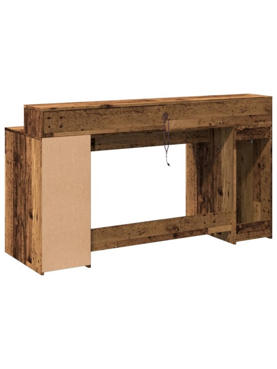Psací stůl s led světly old wood 160x55x91 cm kompozitní dřevo