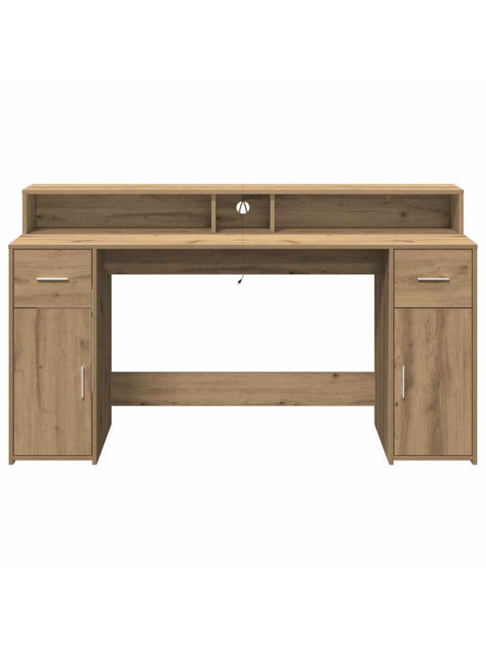 Psací stůl s led dub artisan 160 x 55 x 91 cm kompozitní dřevo