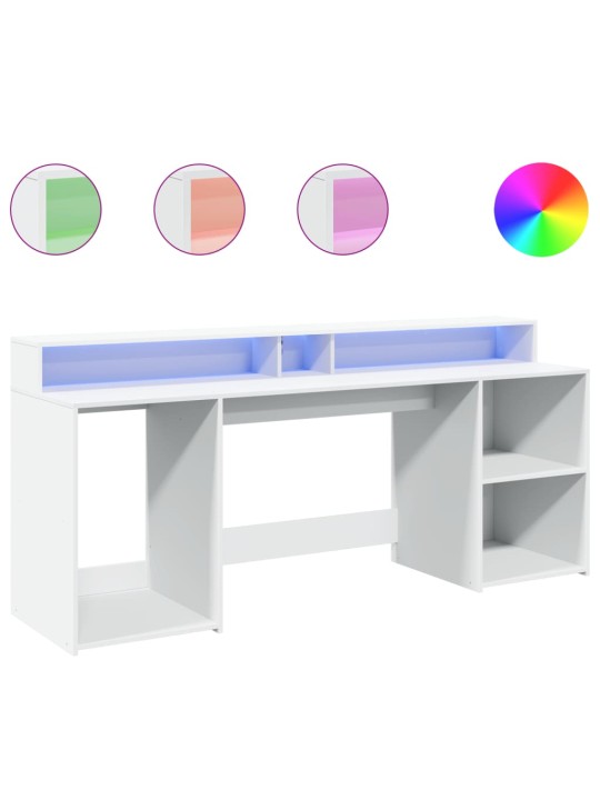 Psací stůl s LED světly bílý 200 x 55 x 91 cm kompozitní dřevo