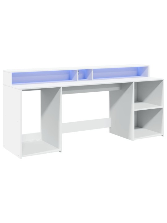 Psací stůl s LED světly bílý 200 x 55 x 91 cm kompozitní dřevo