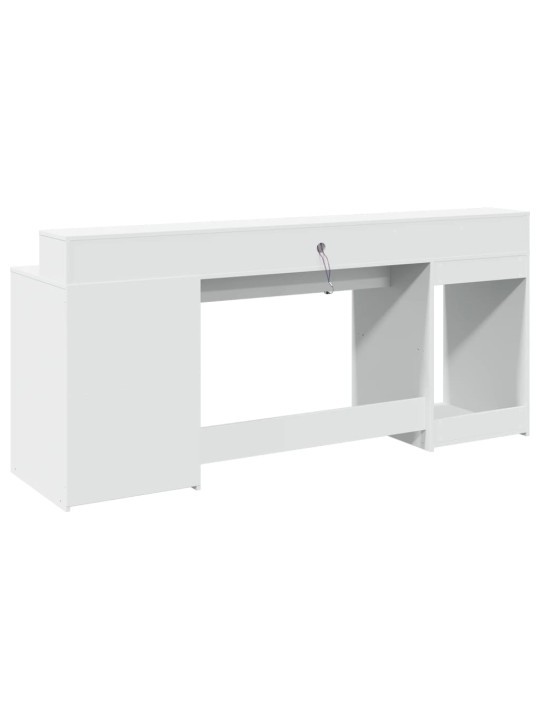 Psací stůl s LED světly bílý 200 x 55 x 91 cm kompozitní dřevo
