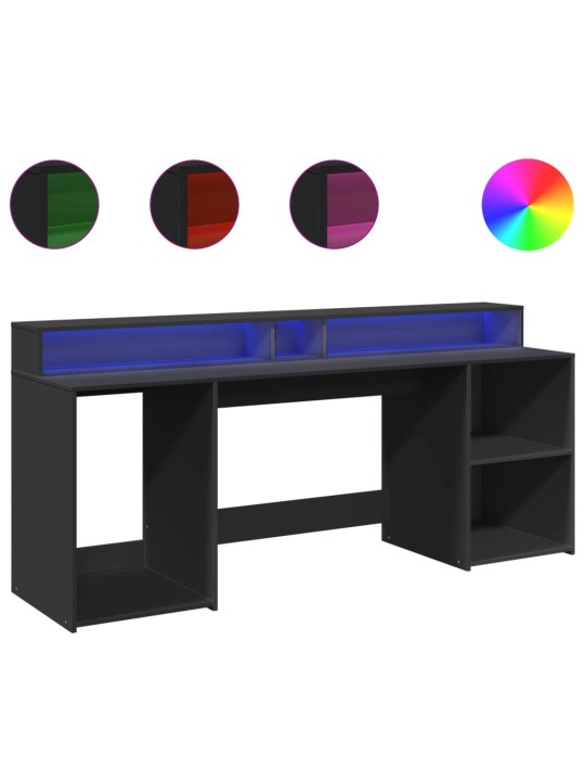 Psací stůl s LED světly černý 200 x 55 x 91 cm kompozitní dřevo