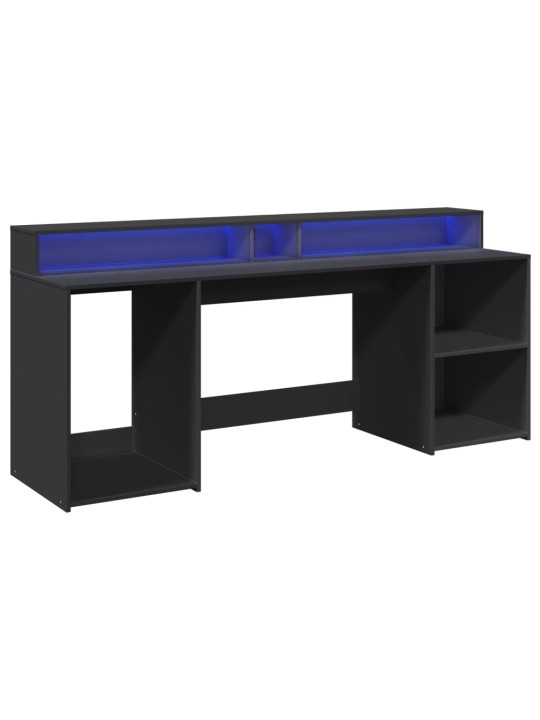 Psací stůl s LED světly černý 200 x 55 x 91 cm kompozitní dřevo