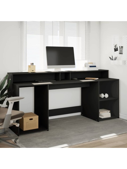 Psací stůl s LED světly černý 200 x 55 x 91 cm kompozitní dřevo