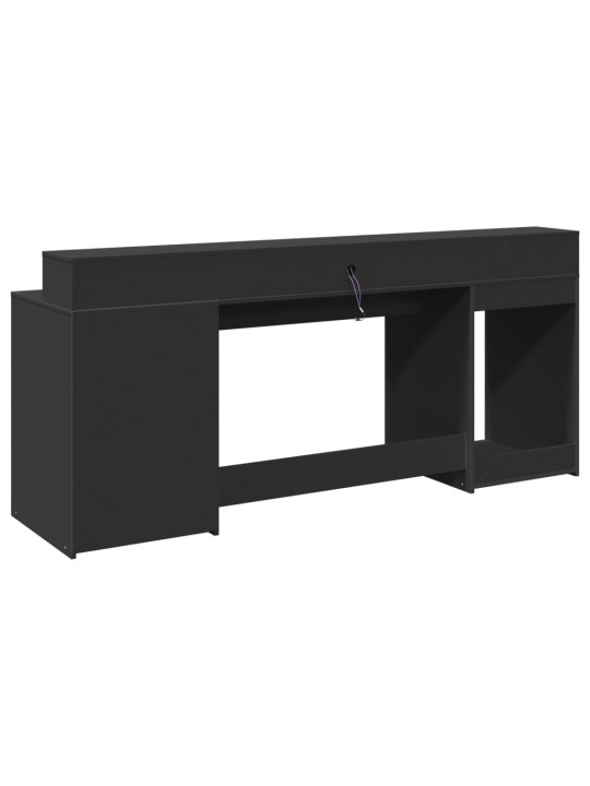 Psací stůl s LED světly černý 200 x 55 x 91 cm kompozitní dřevo