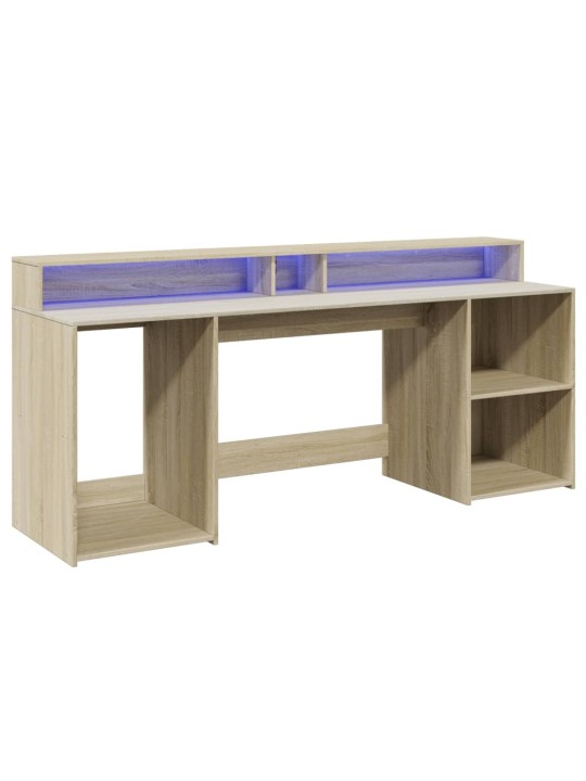 Psací stůl s LED dub sonoma 200 x 55 x 91 cm kompozitní dřevo