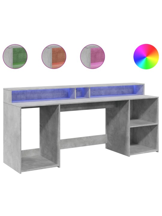 Psací stůl s LED betonově šedý 200x55x91 cm kompozitní dřevo