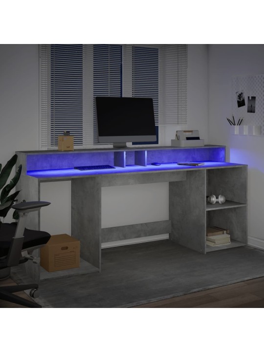 Psací stůl s LED betonově šedý 200x55x91 cm kompozitní dřevo