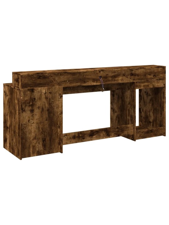 Psací stůl s led kouřový dub 200 x 55 x 91 cm kompozitní dřevo