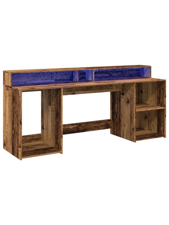 Psací stůl s led světly old wood 200x55x91 cm kompozitní dřevo