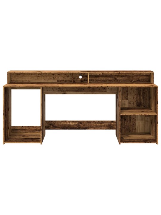 Psací stůl s led světly old wood 200x55x91 cm kompozitní dřevo