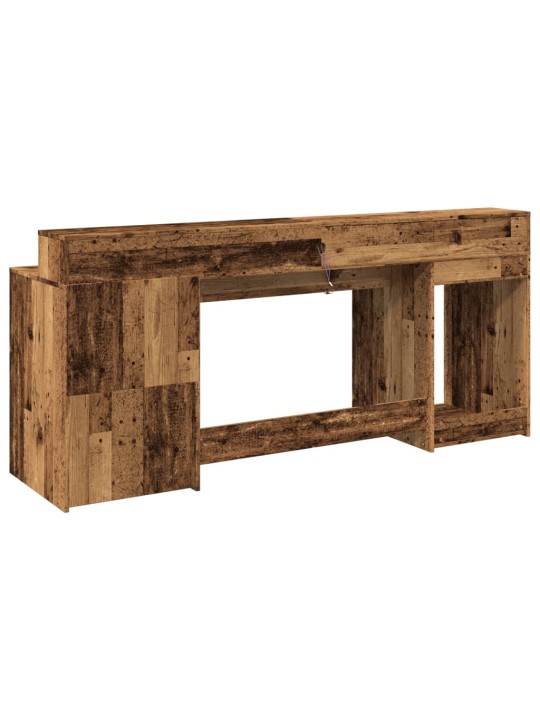 Psací stůl s led světly old wood 200x55x91 cm kompozitní dřevo