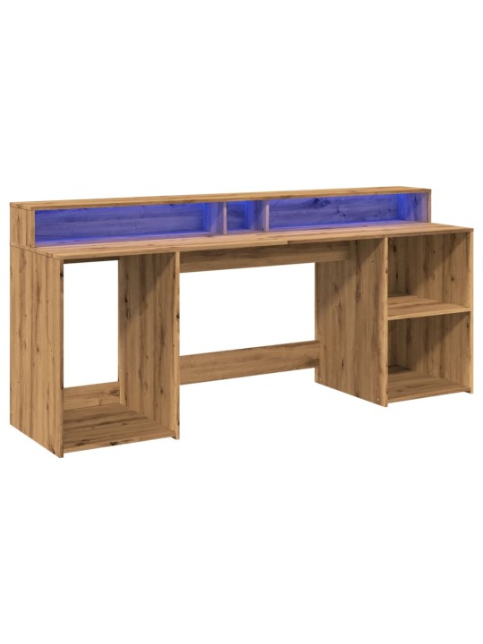 Psací stůl s led dub artisan 200 x 55 x 91 cm kompozitní dřevo