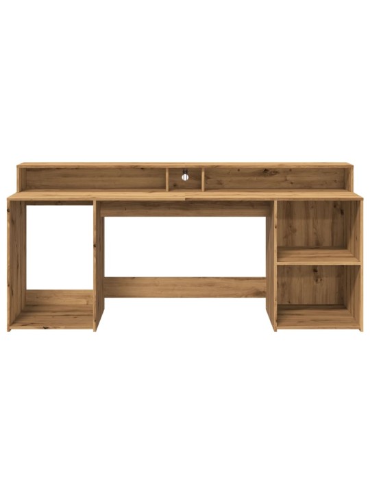 Psací stůl s led dub artisan 200 x 55 x 91 cm kompozitní dřevo