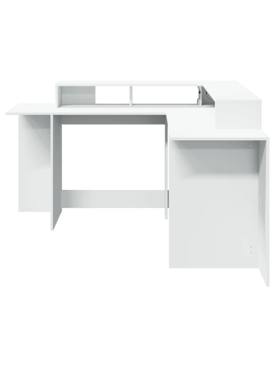 Psací stůl s LED světly bílý 152 x 152 x 91 cm kompozitní dřevo