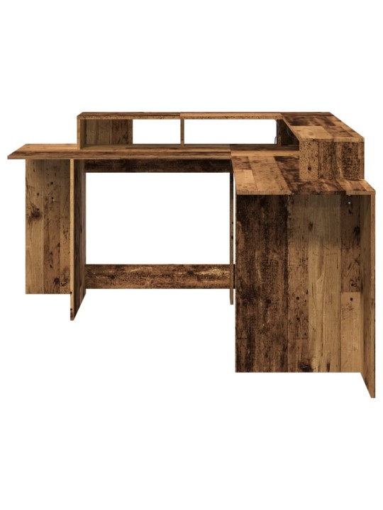 Psací stůl s led světly old wood 152x152x91 cm kompozitní dřevo