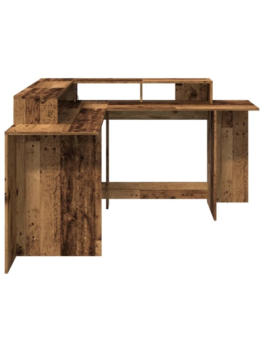 Psací stůl s led světly old wood 152x152x91 cm kompozitní dřevo