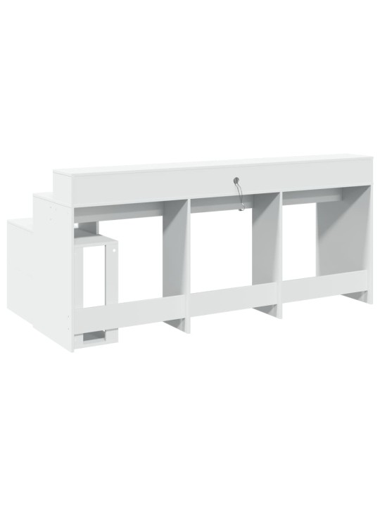 Psací stůl s LED světly bílý 200 x 104 x 91 cm kompozitní dřevo