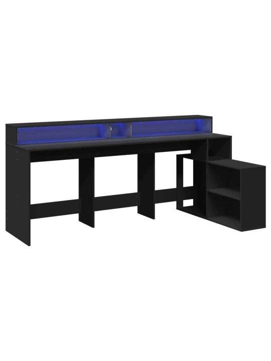 Psací stůl s LED světly černý 200x104x91 cm kompozitní dřevo
