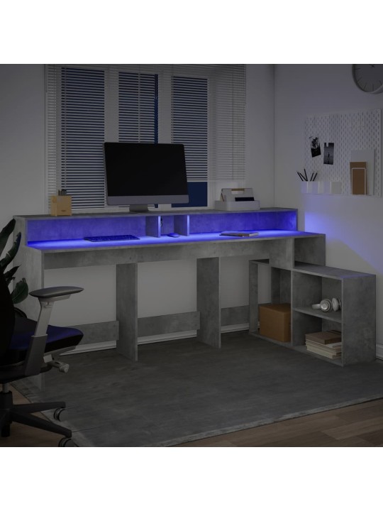 Psací stůl s LED betonově šedý 200x104x91 cm kompozitní dřevo