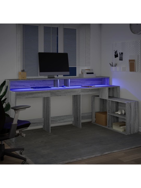 Psací stůl s led šedý sonoma 200 x 104 x 91 cm kompozitní dřevo