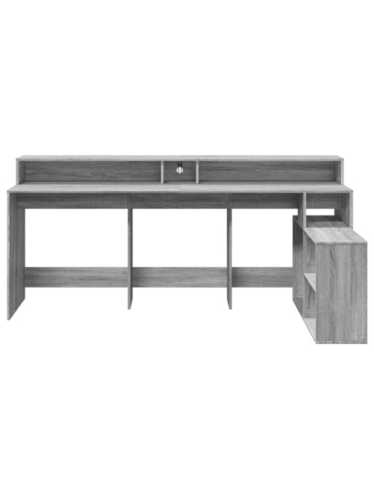 Psací stůl s led šedý sonoma 200 x 104 x 91 cm kompozitní dřevo